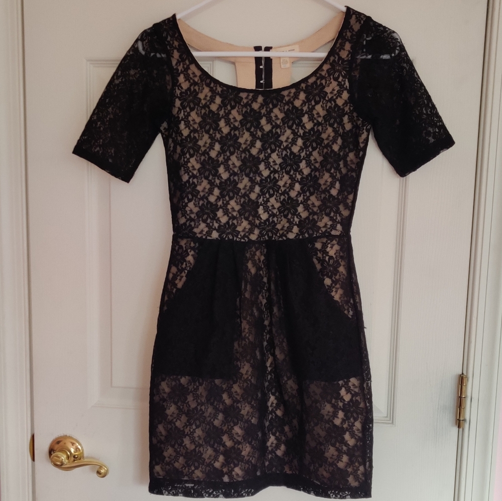 Black lace dress with cream undertone